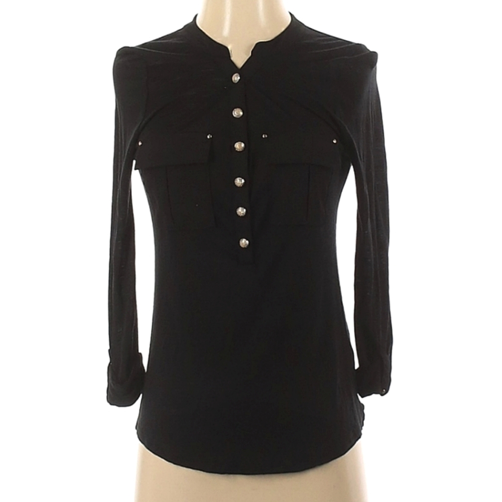 Decorative Button Jersey V-neck Top - WHBM